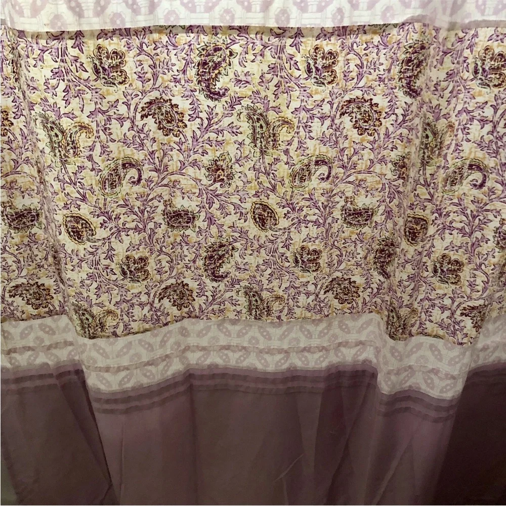 Boho Paisley Shower Curtain Purple Yellow Cotton Blend with Rings
